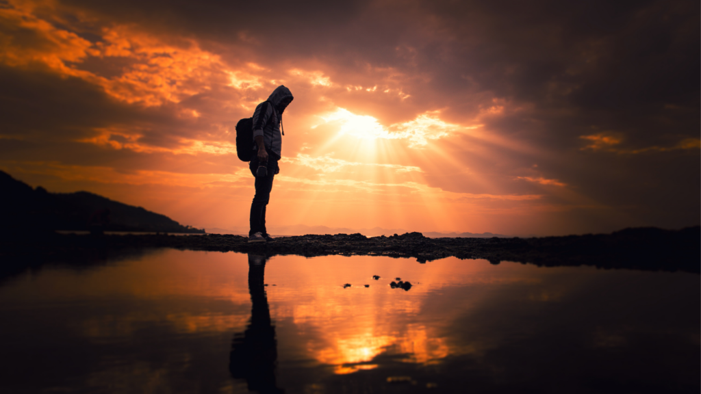 Person in deep thought, reflecting alone