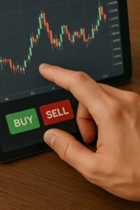 Trader calmly evaluating risk before placing a trade in the market showing emotional discipline